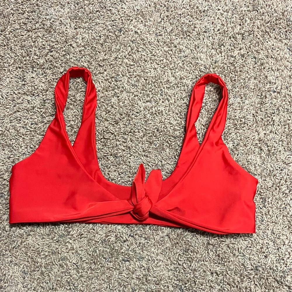 Tie Front Red Bikini Top